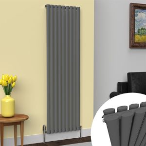 Lux Heat Oval Anthracite Grey Vertical Radiator