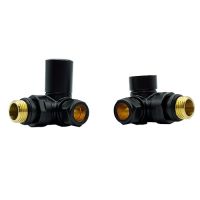 Lux Heat Corner Black Round Manual Valve Set