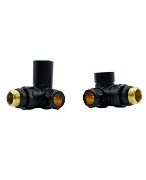 Lux Heat Corner Black Round Manual Valve Set